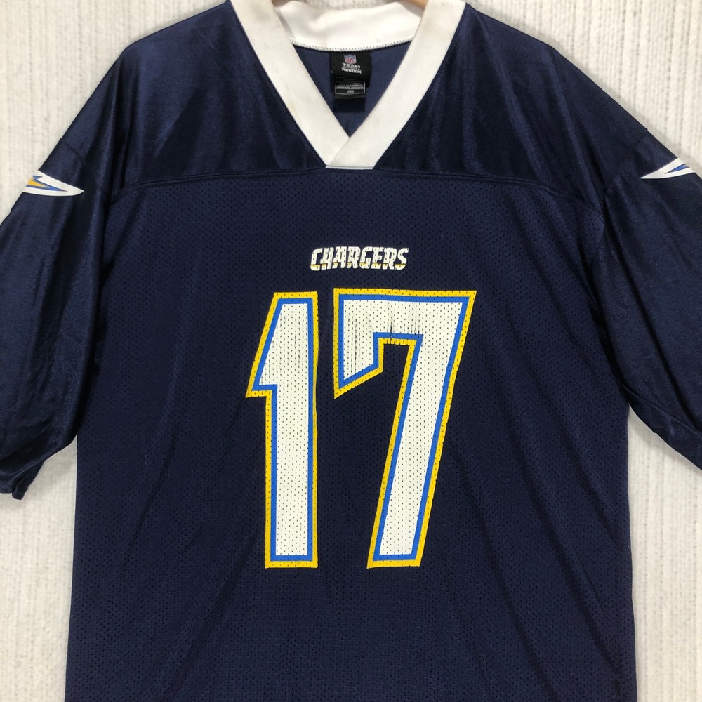 Mens Reebok Philip Rivers San Diego Chargers NFL Jersey Navy Blue 17 Large